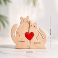 Custom Names Puzzle Wooden Cats Mother's Day For Family Home Decor Gifts