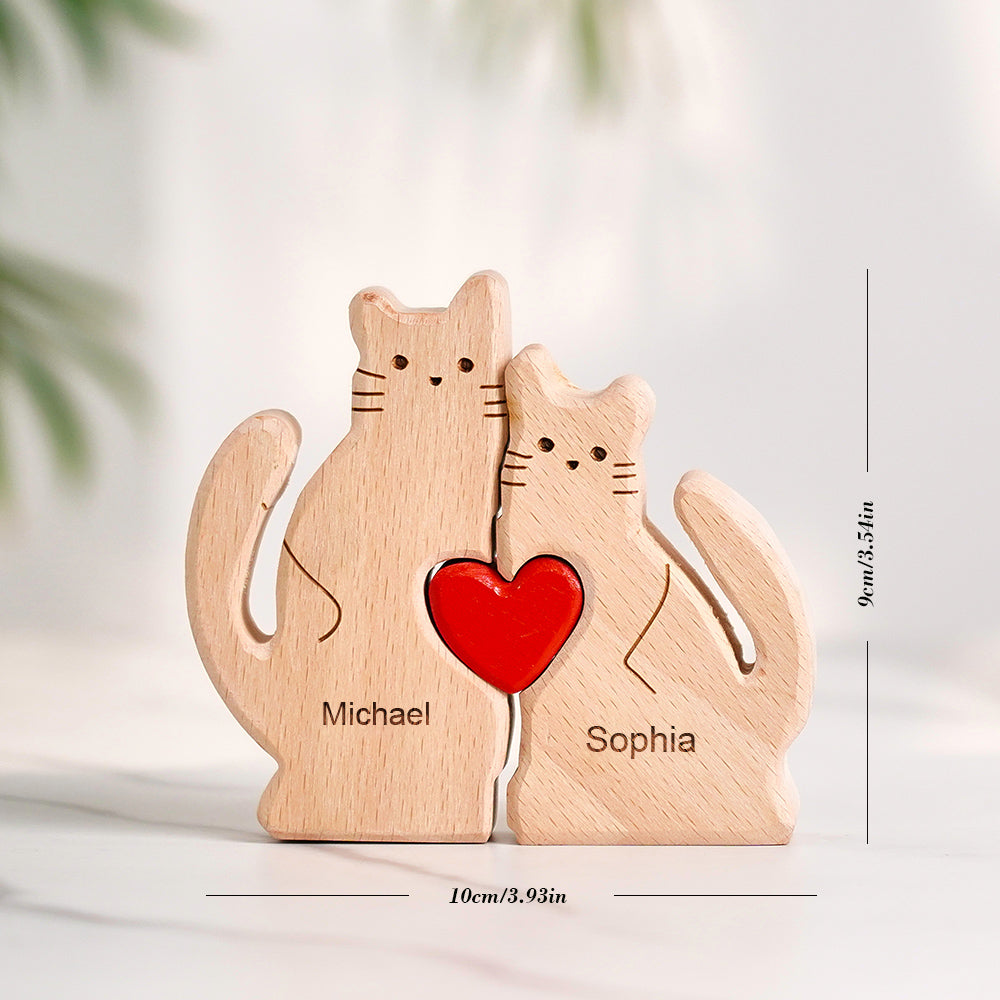 Custom Names Puzzle Wooden Cats Mother's Day For Family Home Decor Gifts