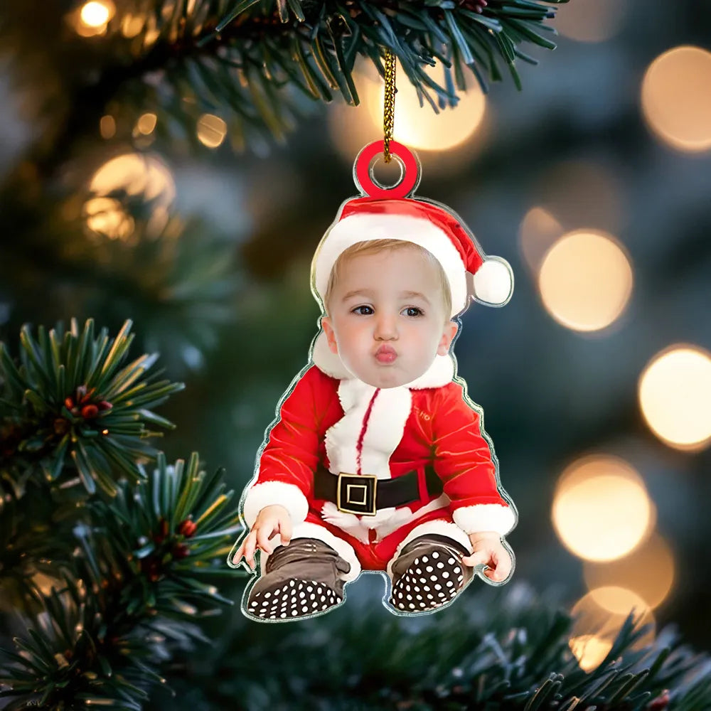 Custom Baby Elf Acrylic Ornament Personalized Photo Christmas Decoration Cute Holiday Keepsake Gift