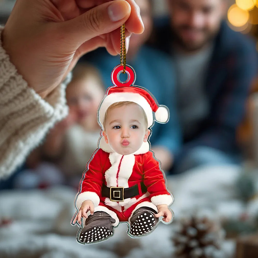 Custom Baby Elf Acrylic Ornament Personalized Photo Christmas Decoration Cute Holiday Keepsake Gift