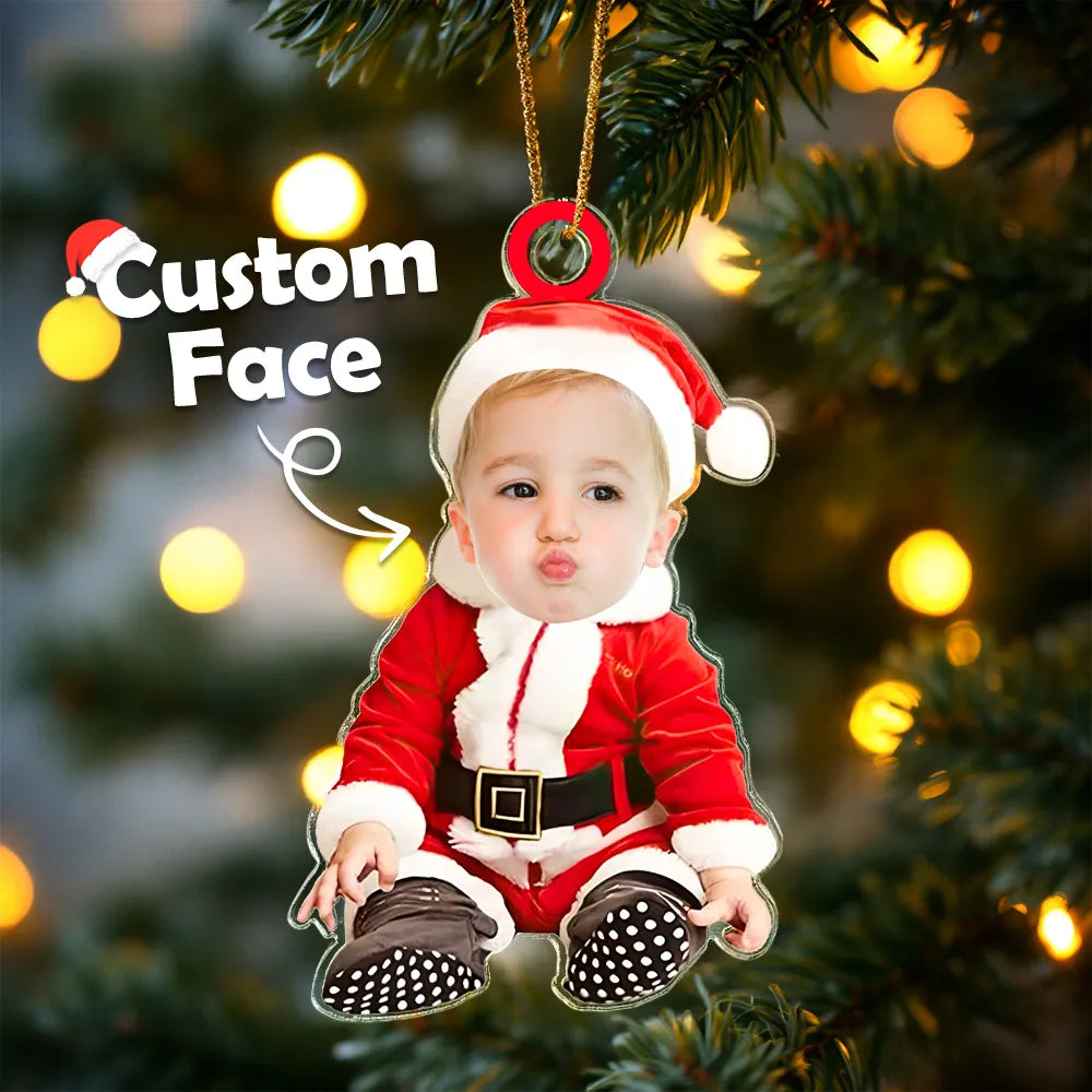 Custom Baby Elf Acrylic Ornament Personalized Photo Christmas Decoration Cute Holiday Keepsake Gift