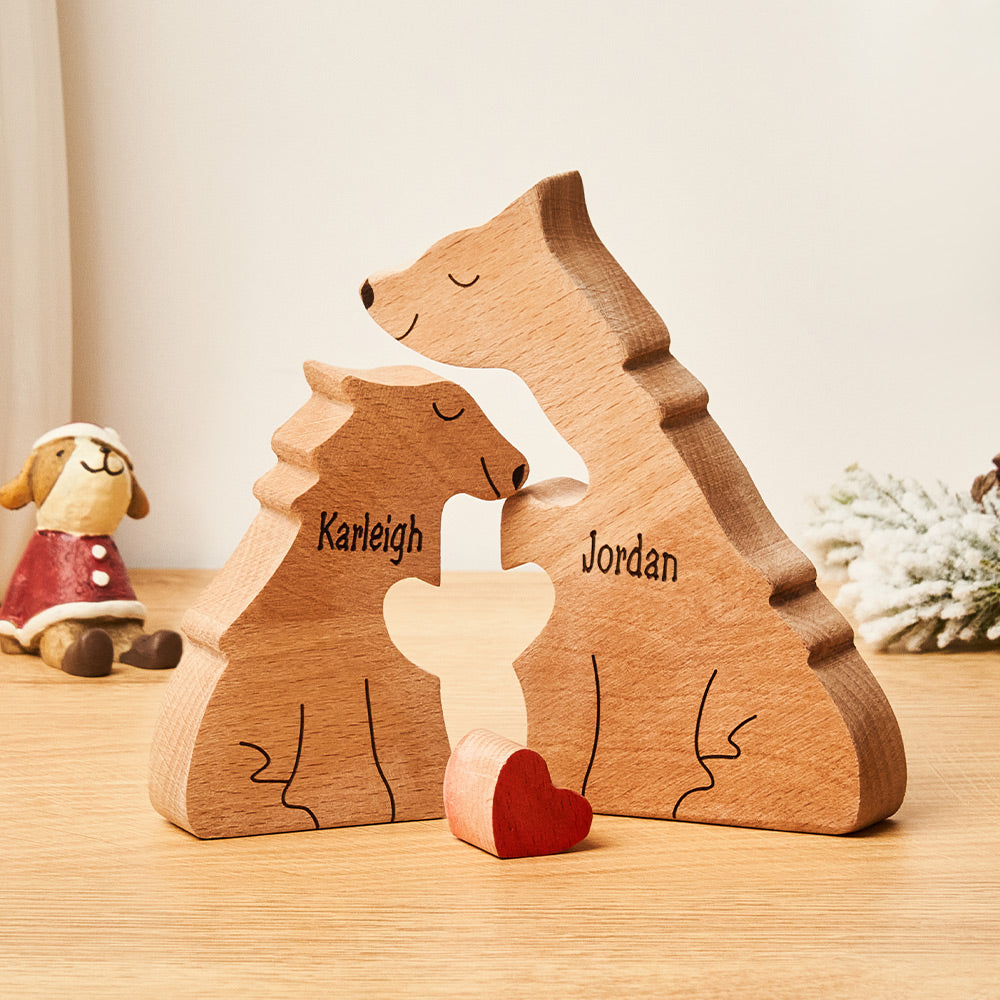 Custom Names Wooden Wolf Family Puzzle Home Decor Mother's Day Gifts