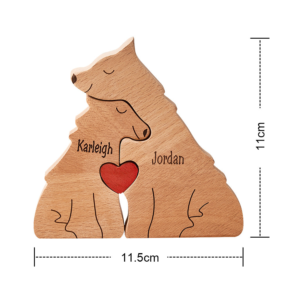Custom Names Wooden Wolf Family Puzzle Home Decor Mother's Day Gifts
