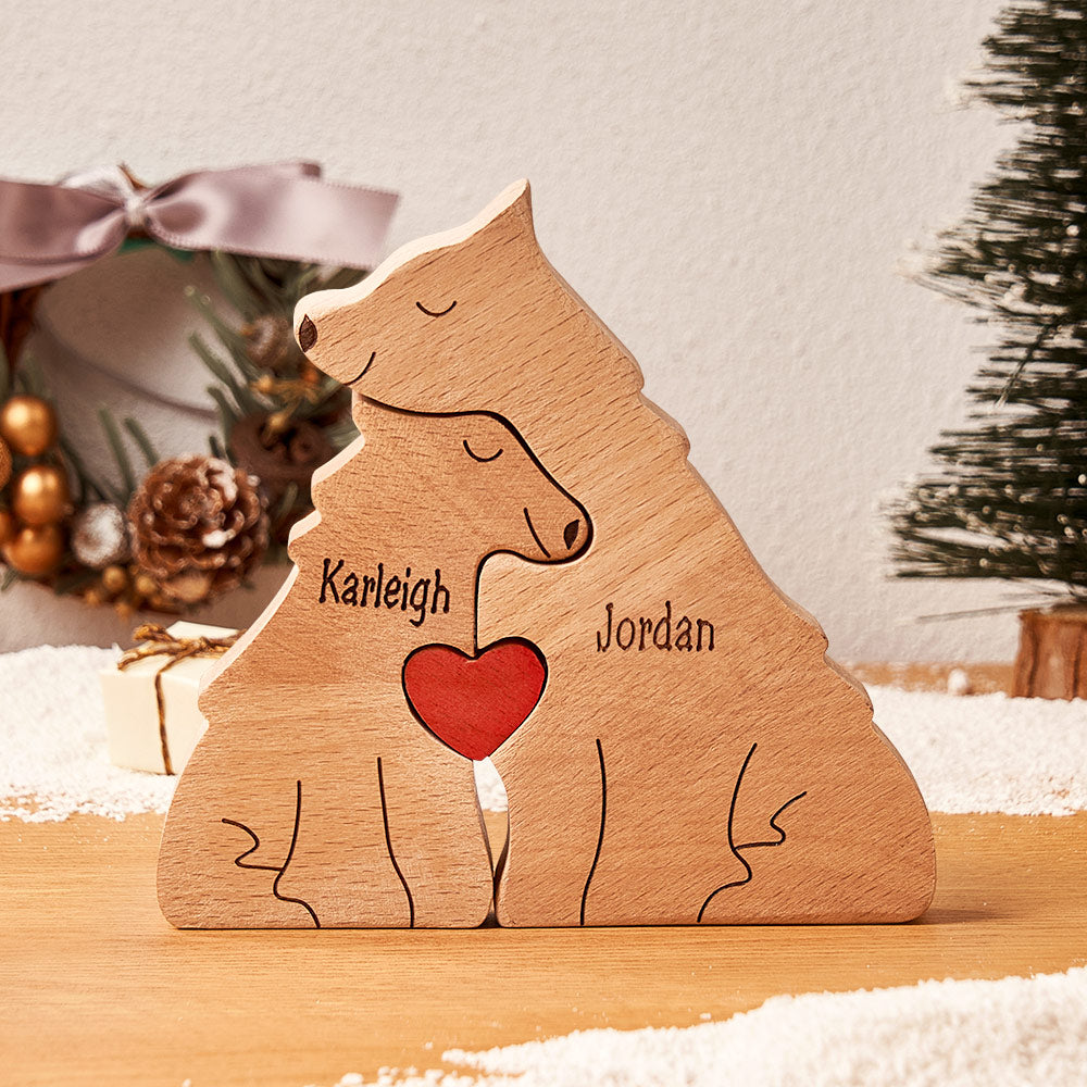 Custom Names Wooden Wolf Family Puzzle Home Decor Mother's Day Gifts