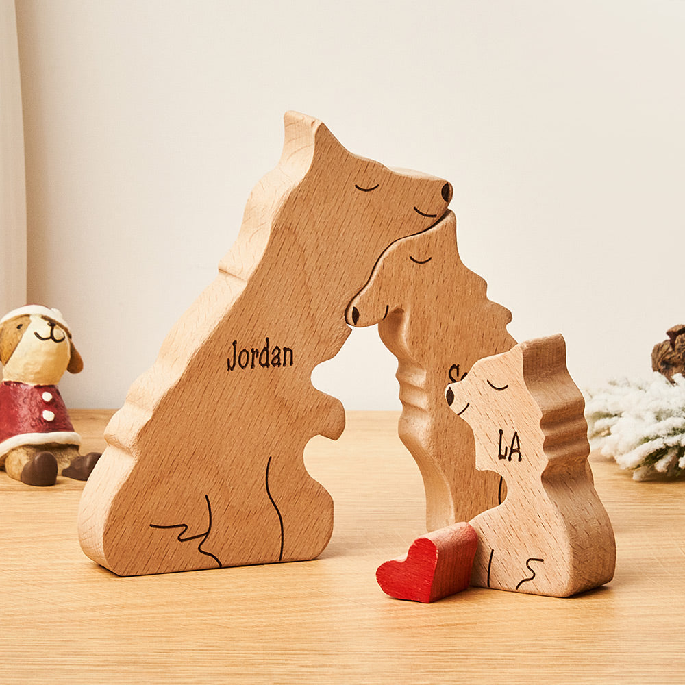 Custom Names Wooden Wolf Family Puzzle Home Decor Mother's Day Gifts
