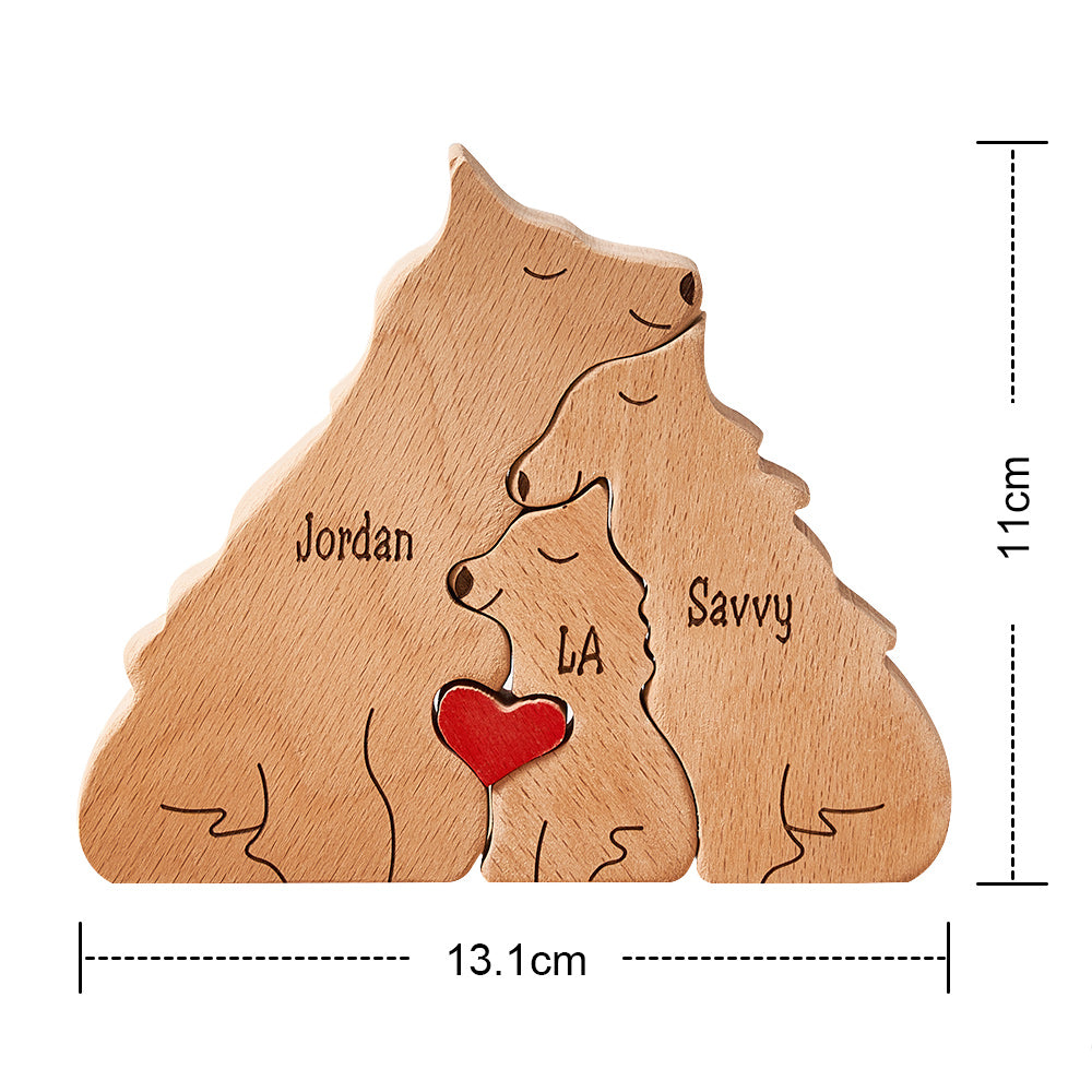 Custom Names Wooden Wolf Family Puzzle Home Decor Mother's Day Gifts
