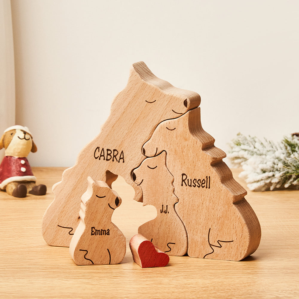 Custom Names Wooden Wolf Family Puzzle Home Decor Mother's Day Gifts