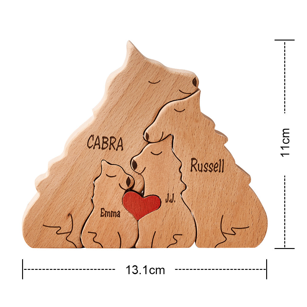 Custom Names Wooden Wolf Family Puzzle Home Decor Mother's Day Gifts
