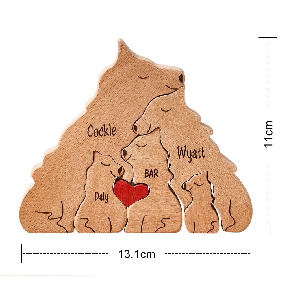 Custom Names Wooden Wolf Family Puzzle Home Decor Mother's Day Gifts