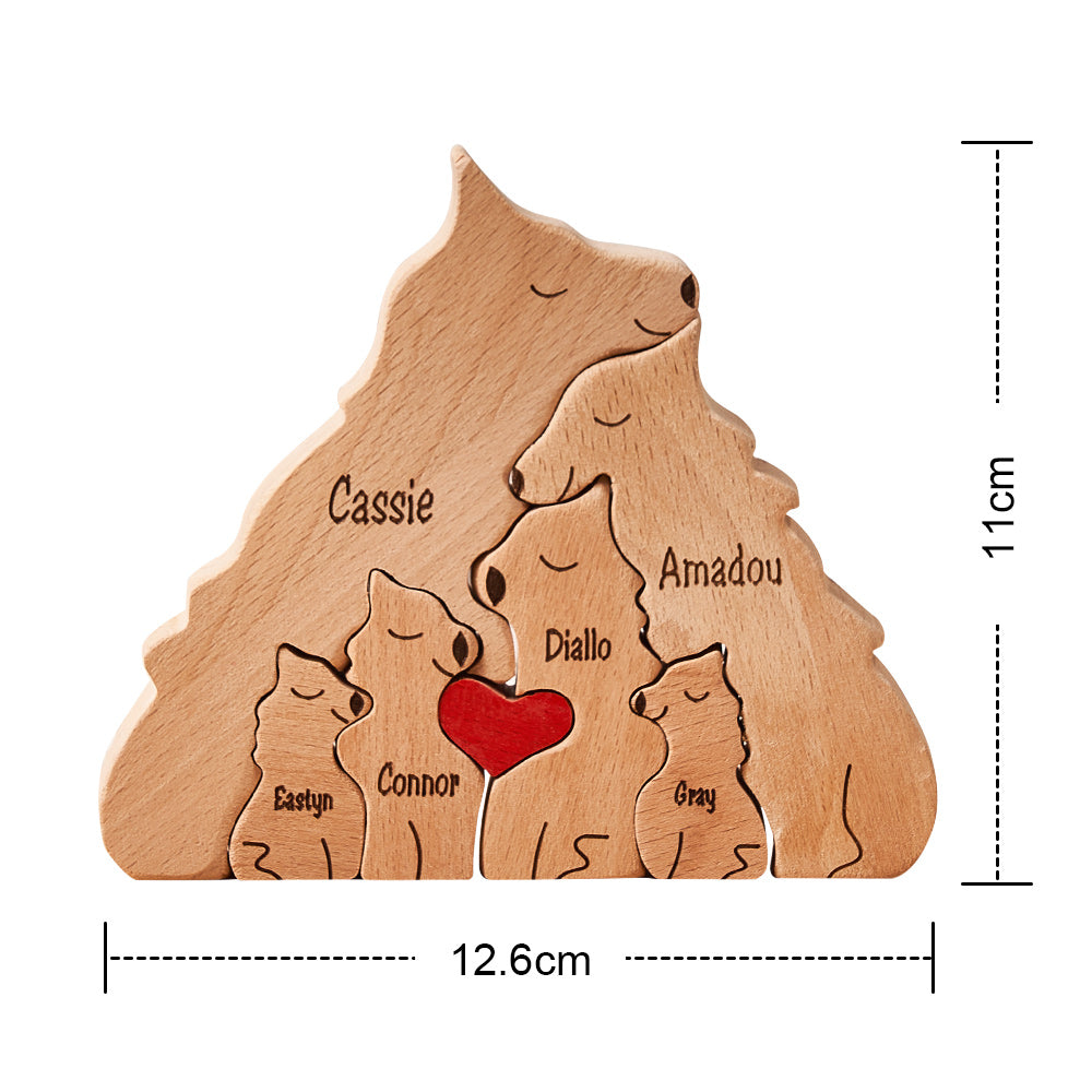 Custom Names Wooden Wolf Family Puzzle Home Decor Mother's Day Gifts
