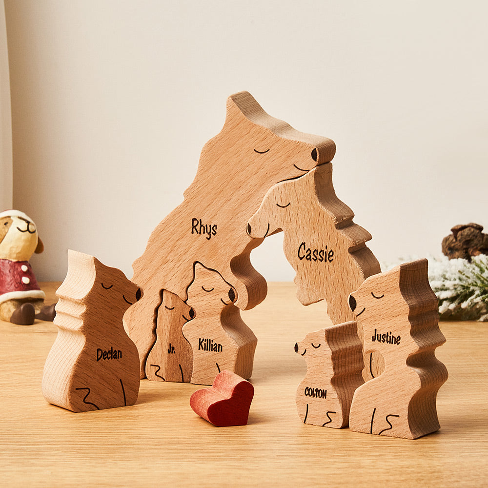 Custom Names Wooden Wolf Family Puzzle Home Decor Mother's Day Gifts