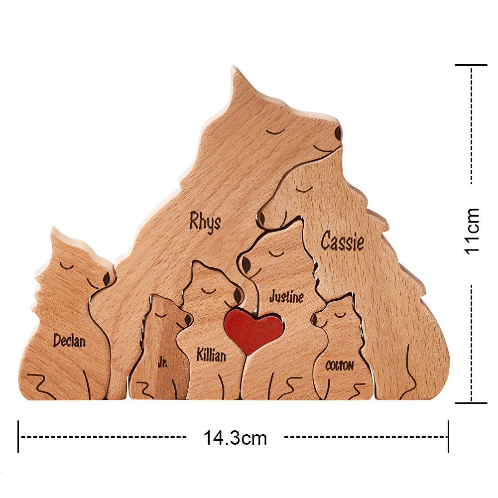 Custom Names Wooden Wolf Family Puzzle Home Decor Mother's Day Gifts