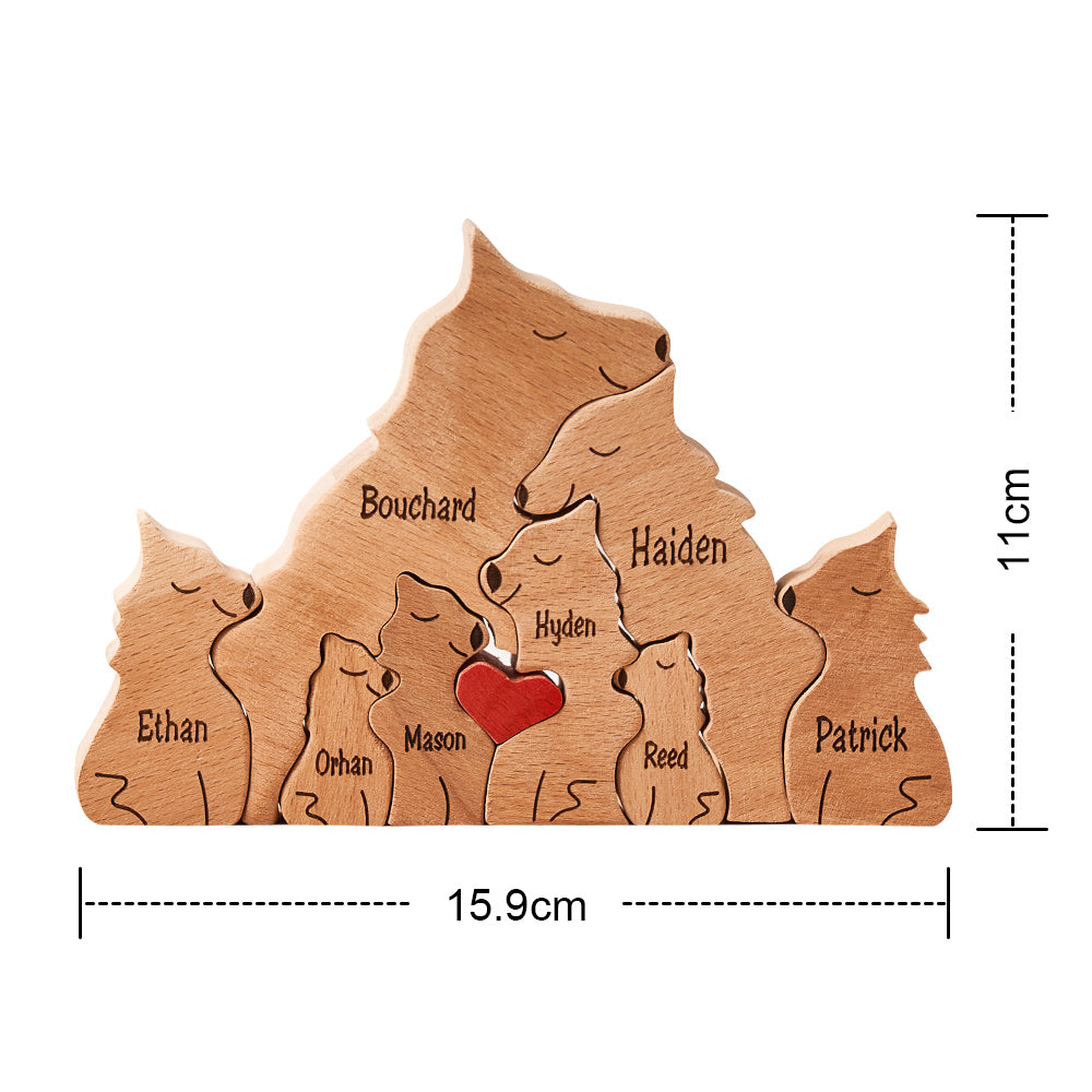 Custom Names Wooden Wolf Family Puzzle Home Decor Mother's Day Gifts