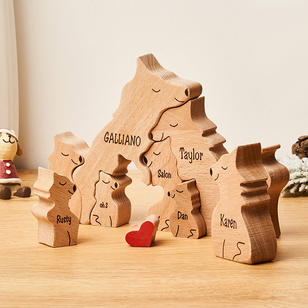 Custom Names Wooden Wolf Family Puzzle Home Decor Mother's Day Gifts