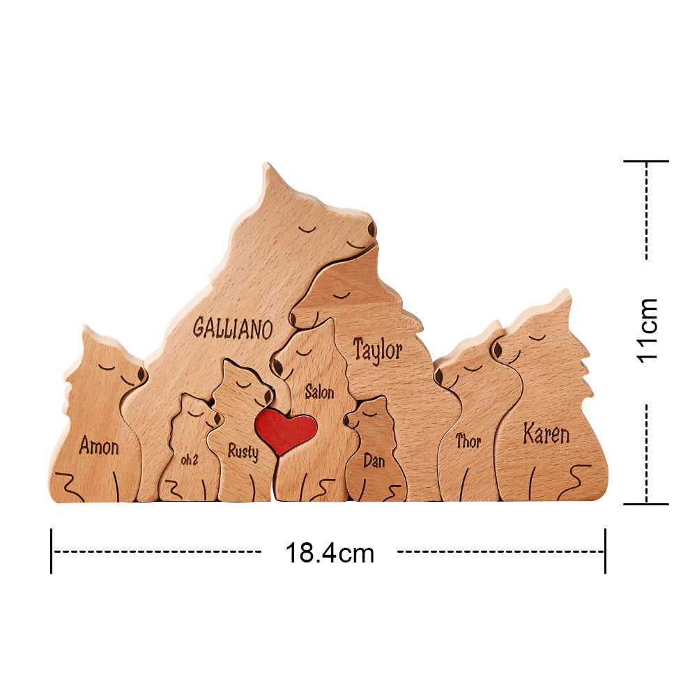 Custom Names Wooden Wolf Family Puzzle Home Decor Mother's Day Gifts