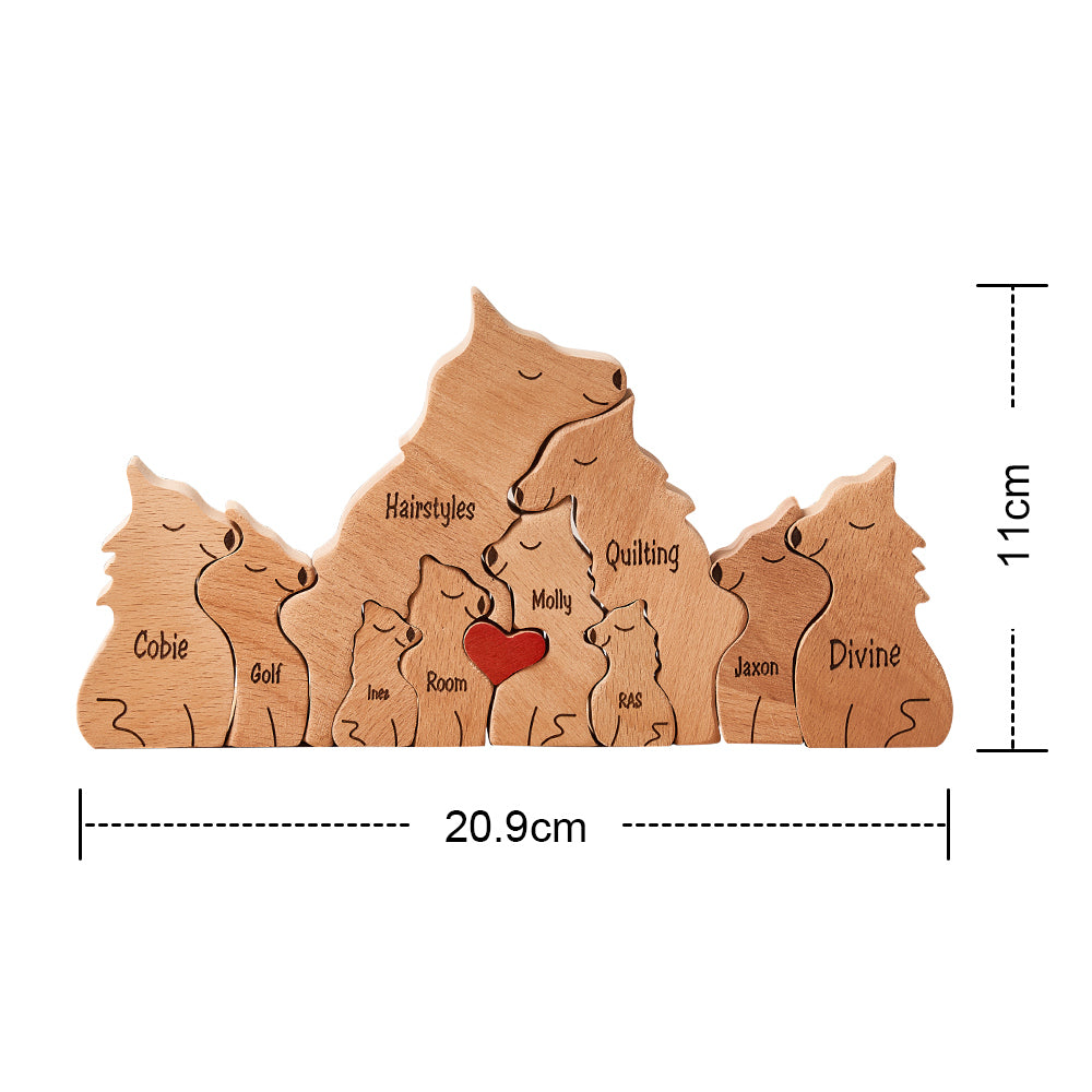 Custom Names Wooden Wolf Family Puzzle Home Decor Mother's Day Gifts