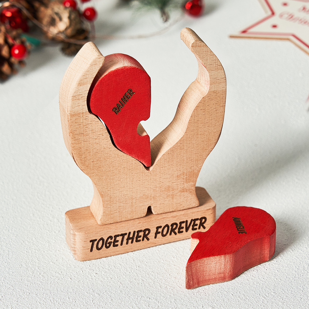 Custom Names Wooden Heart Family Puzzle Home Decor Mother's Day Gifts
