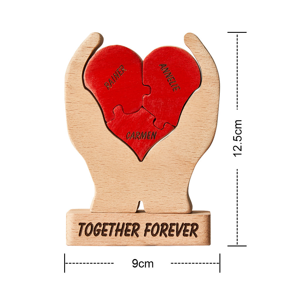 Custom Names Wooden Heart Family Puzzle Home Decor Mother's Day Gifts