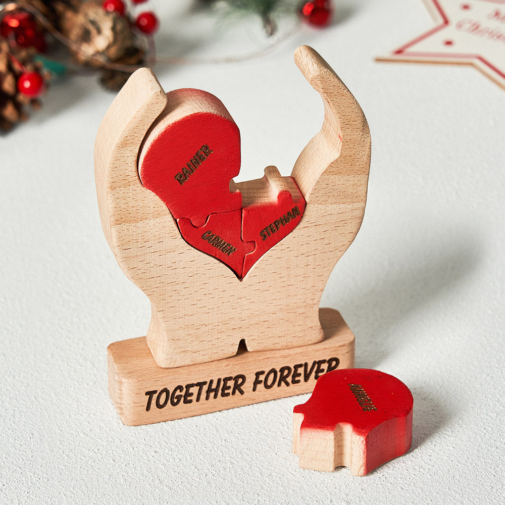 Custom Names Wooden Heart Family Puzzle Home Decor Mother's Day Gifts