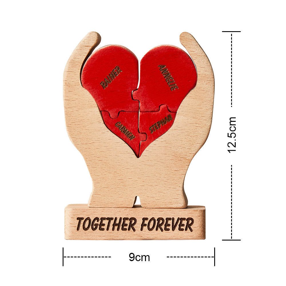 Custom Names Wooden Heart Family Puzzle Home Decor Mother's Day Gifts