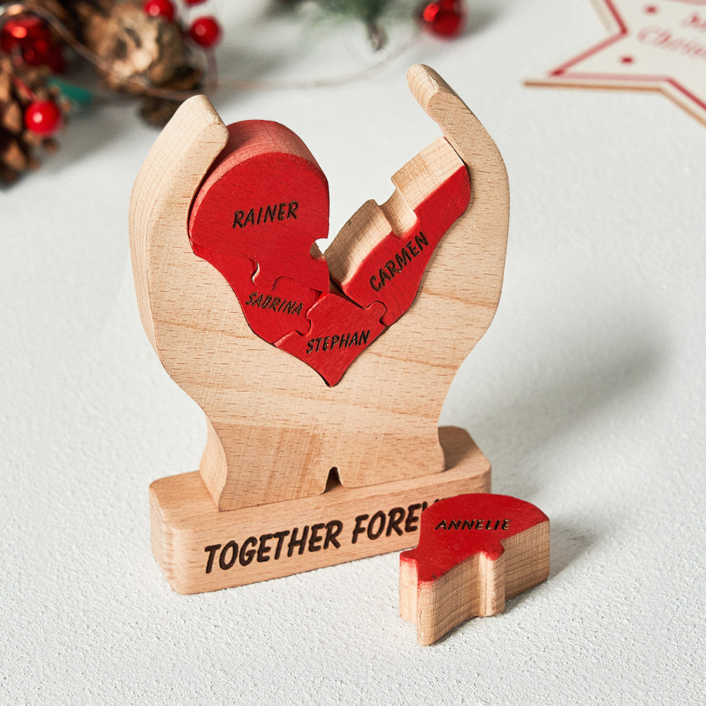 Custom Names Wooden Heart Family Puzzle Home Decor Mother's Day Gifts