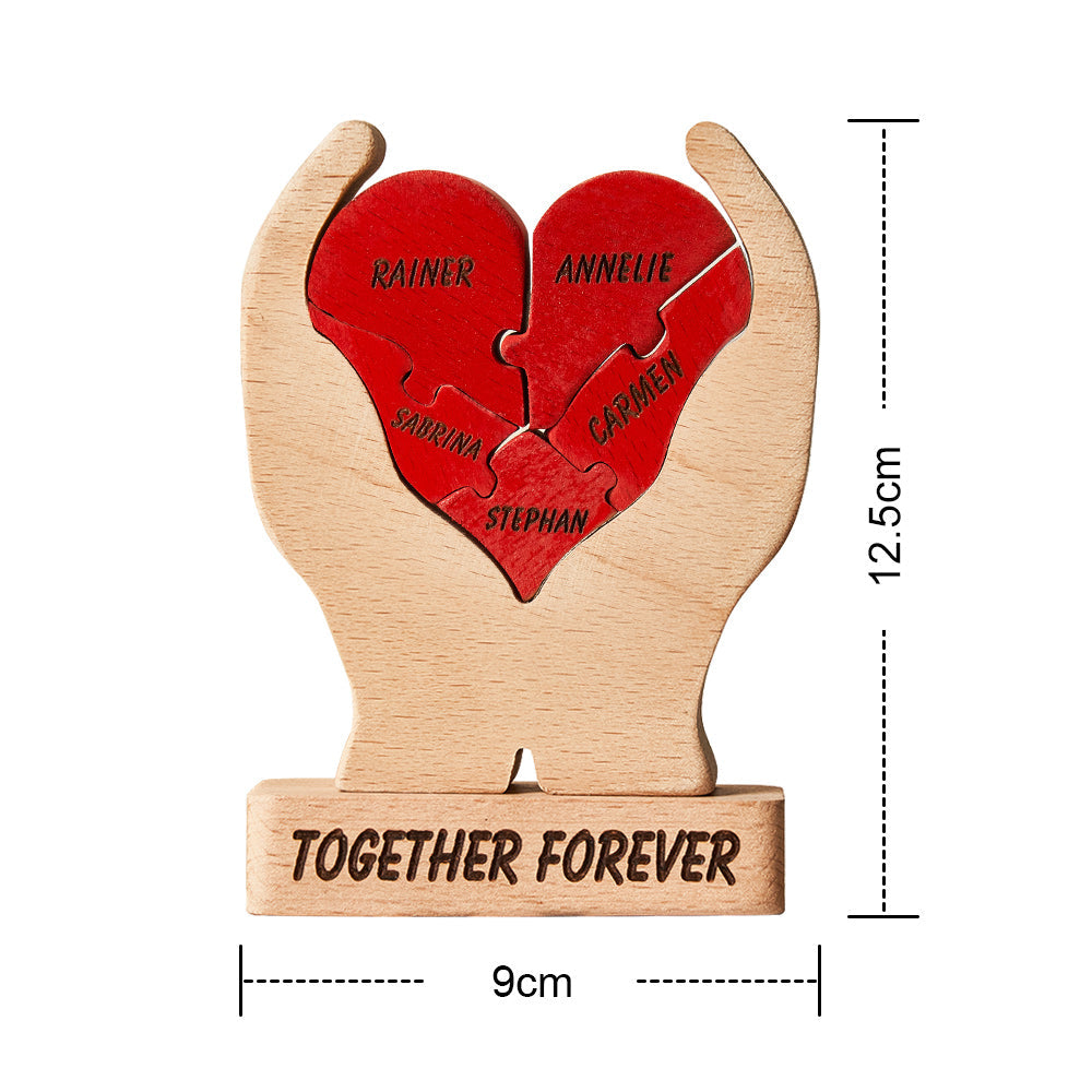 Custom Names Wooden Heart Family Puzzle Home Decor Mother's Day Gifts