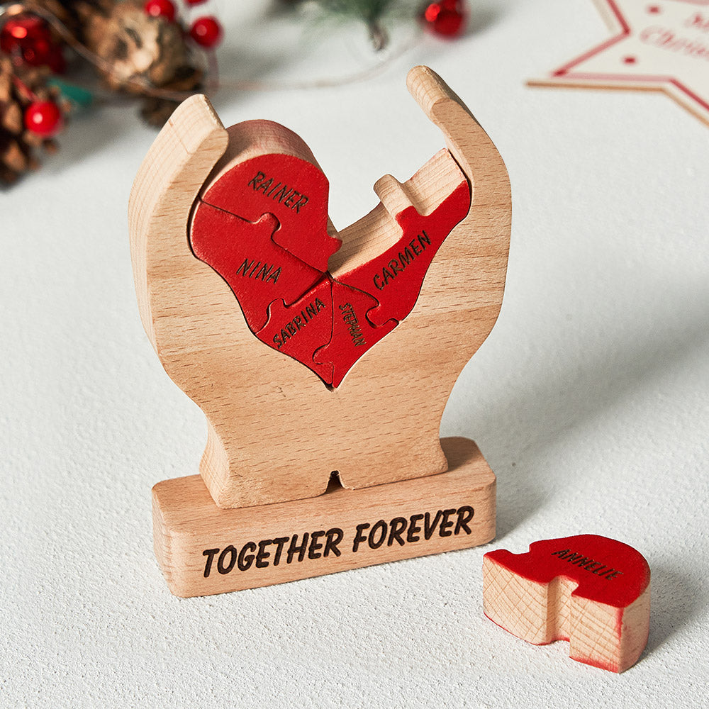 Custom Names Wooden Heart Family Puzzle Home Decor Mother's Day Gifts