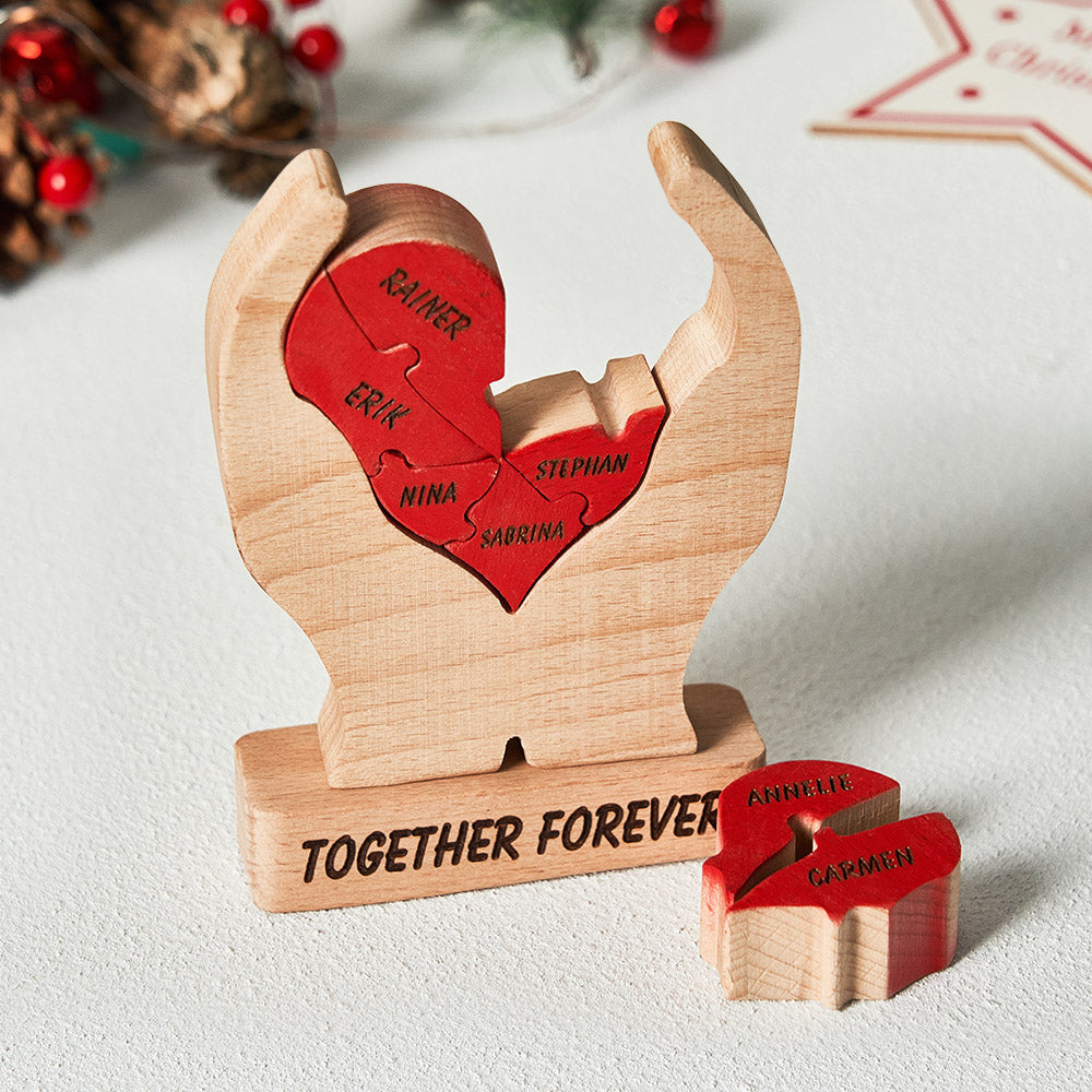 Custom Names Wooden Heart Family Puzzle Home Decor Mother's Day Gifts