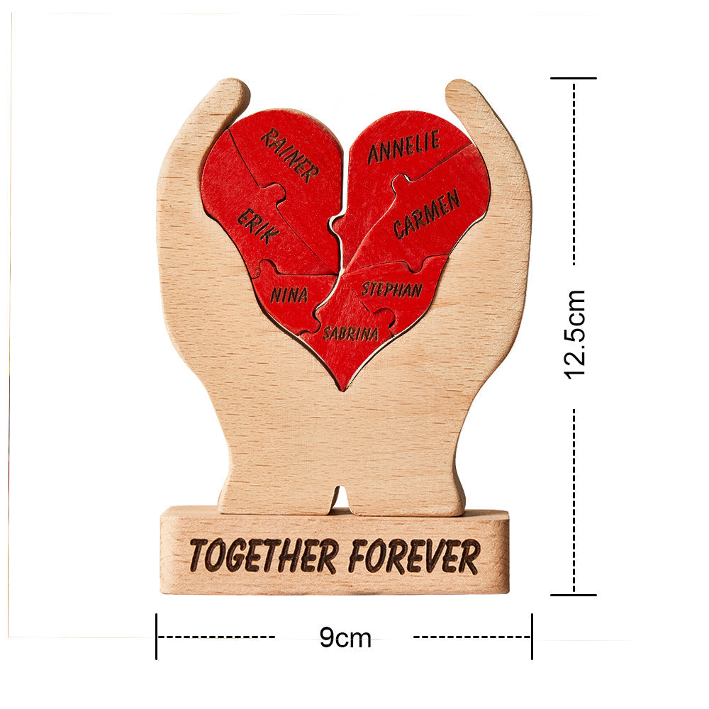 Custom Names Wooden Heart Family Puzzle Home Decor Mother's Day Gifts