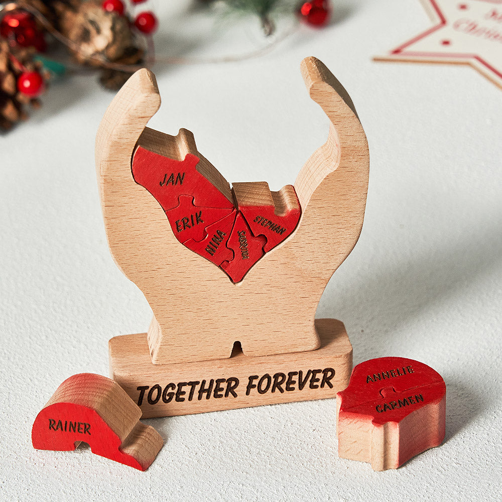 Custom Names Wooden Heart Family Puzzle Home Decor Mother's Day Gifts