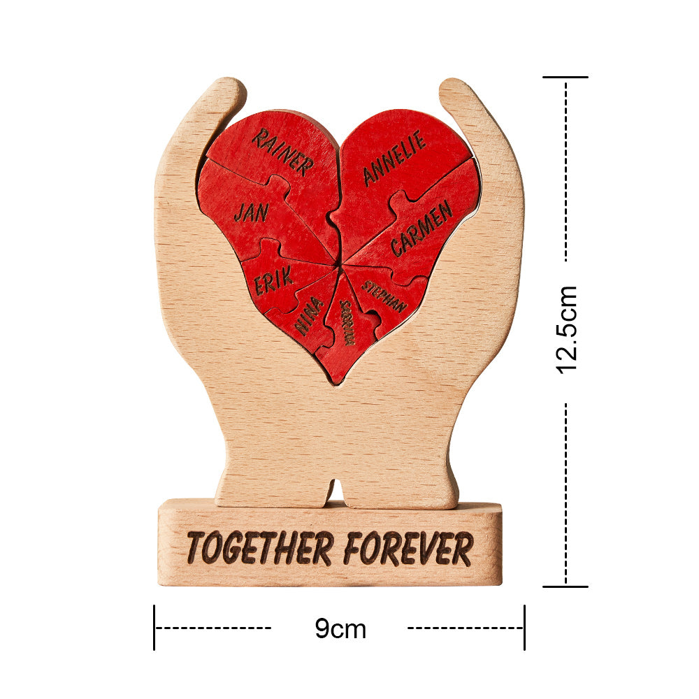 Custom Names Wooden Heart Family Puzzle Home Decor Mother's Day Gifts