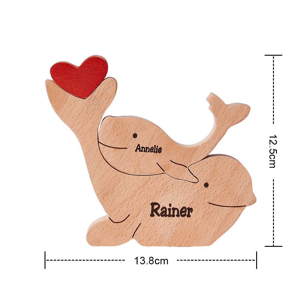 Custom Names Wooden Dolphins Family Puzzle Home Decor Mother's Day Gifts