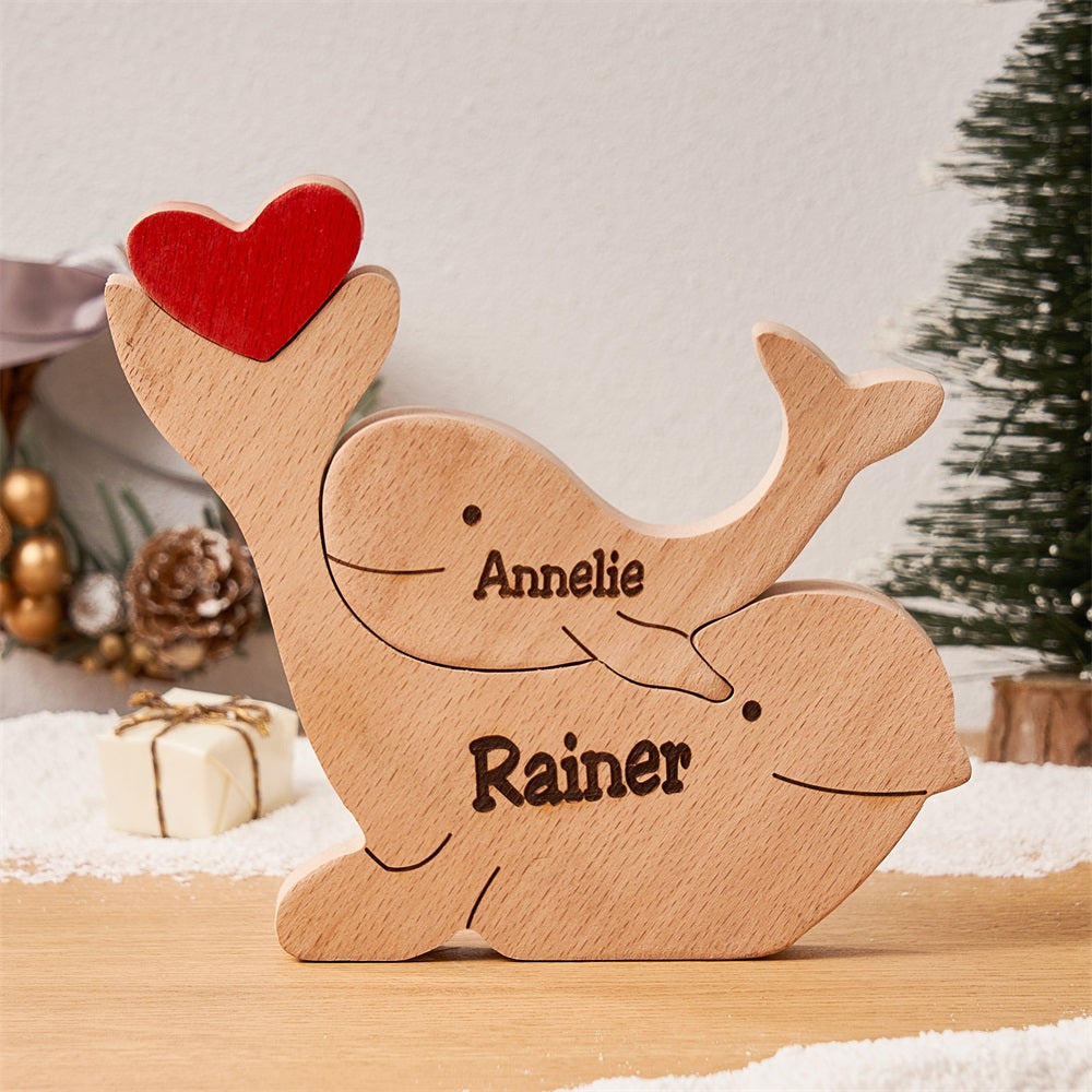Custom Names Wooden Dolphins Family Puzzle Home Decor Mother's Day Gifts