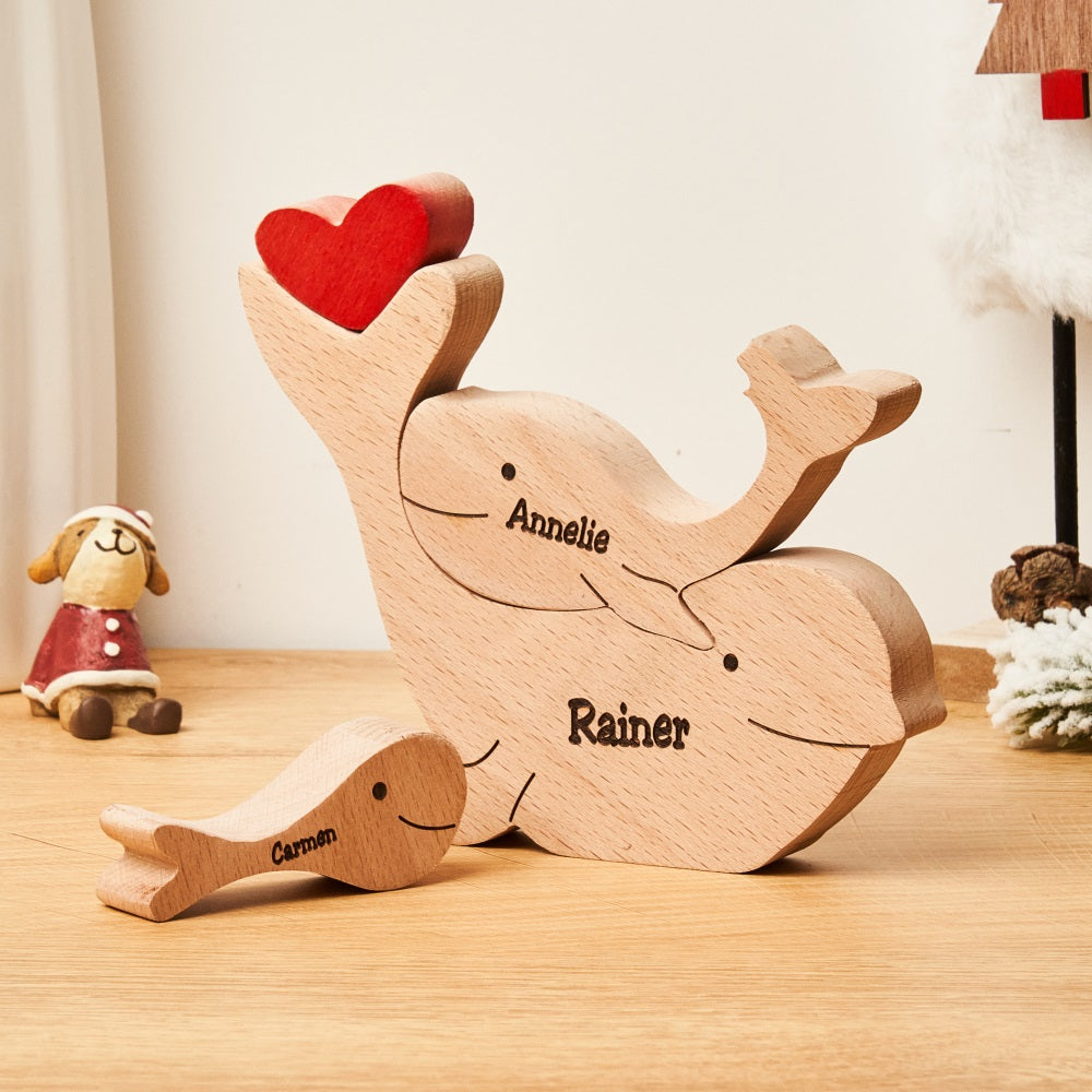 Custom Names Wooden Dolphins Family Puzzle Home Decor Mother's Day Gifts