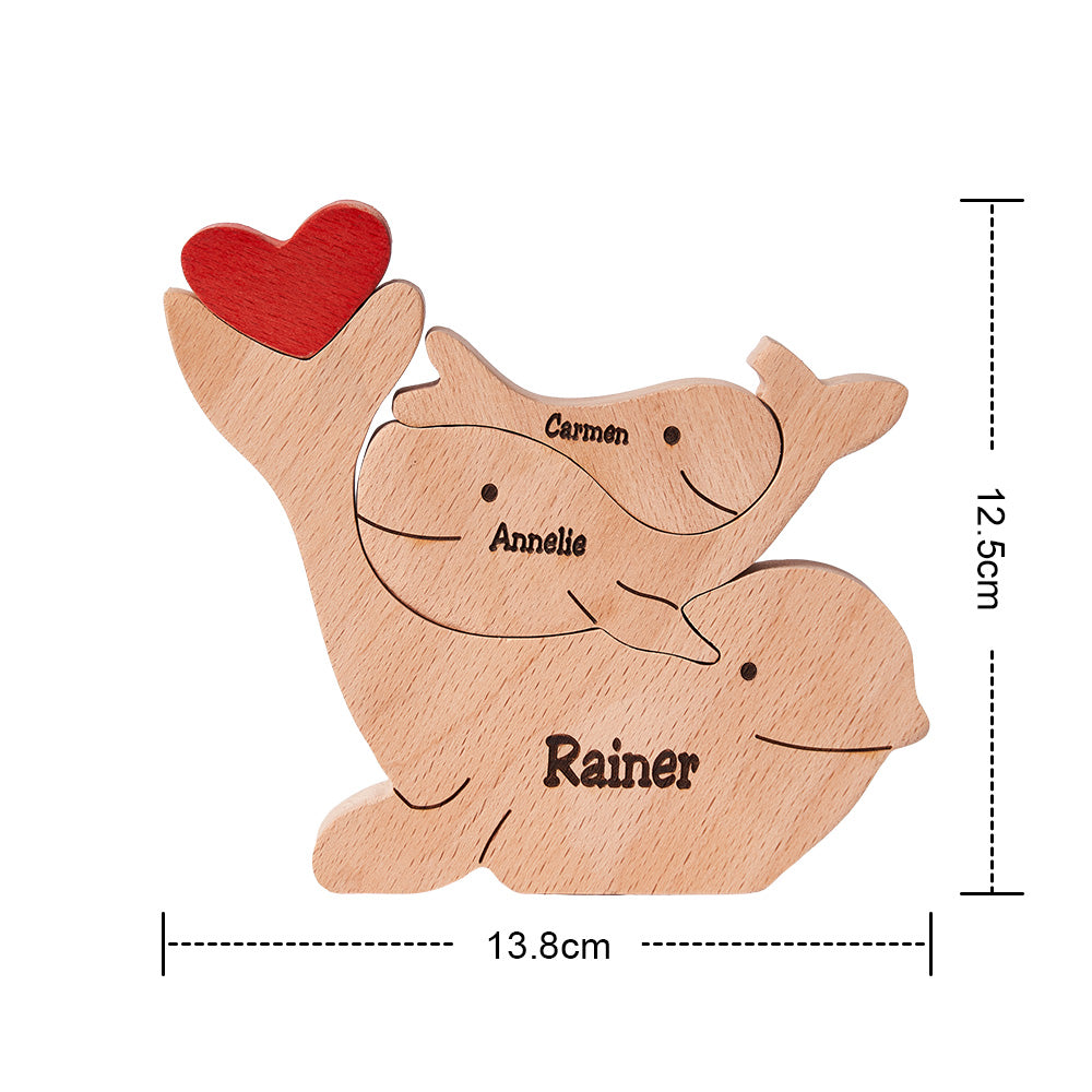 Custom Names Wooden Dolphins Family Puzzle Home Decor Mother's Day Gifts