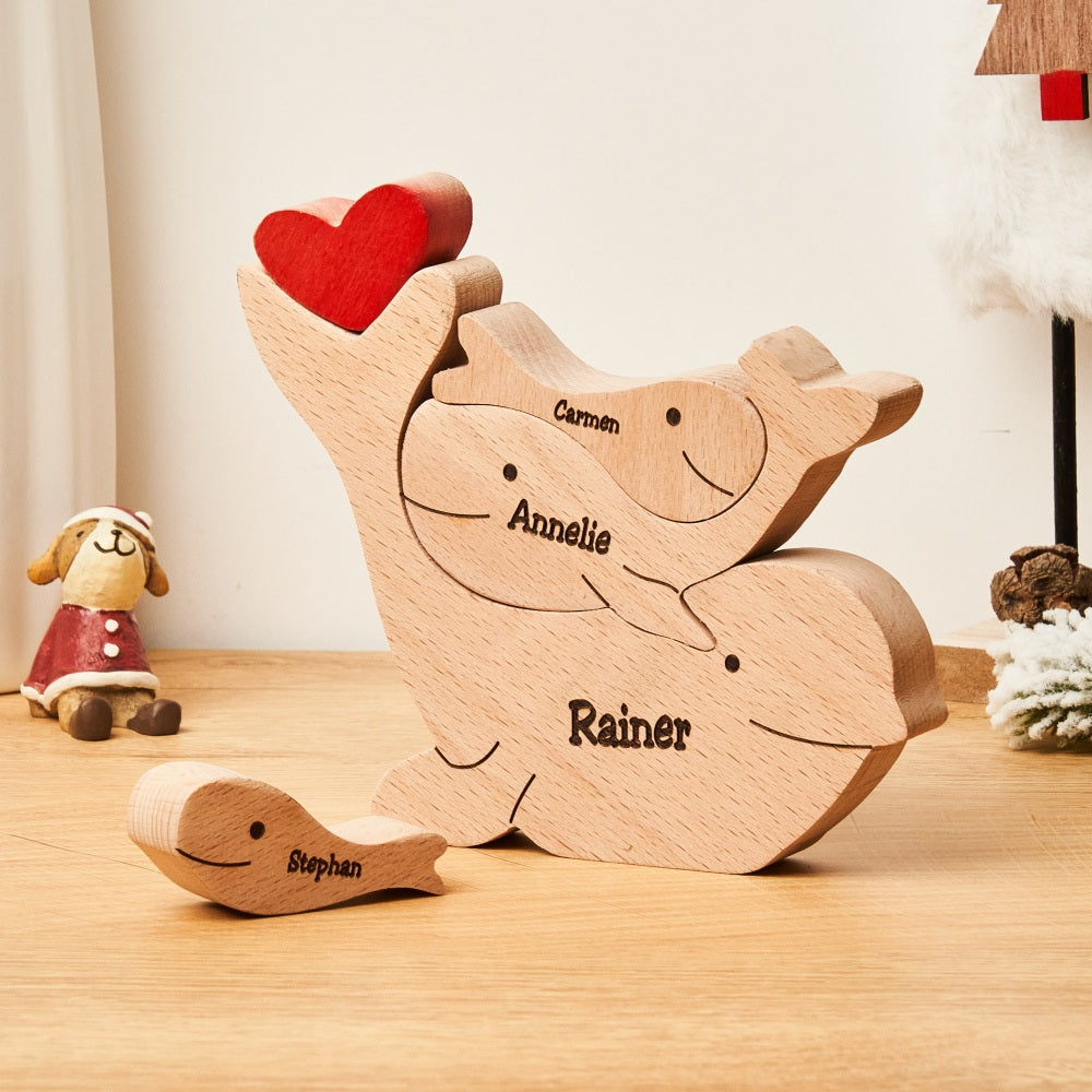 Custom Names Wooden Dolphins Family Puzzle Home Decor Mother's Day Gifts