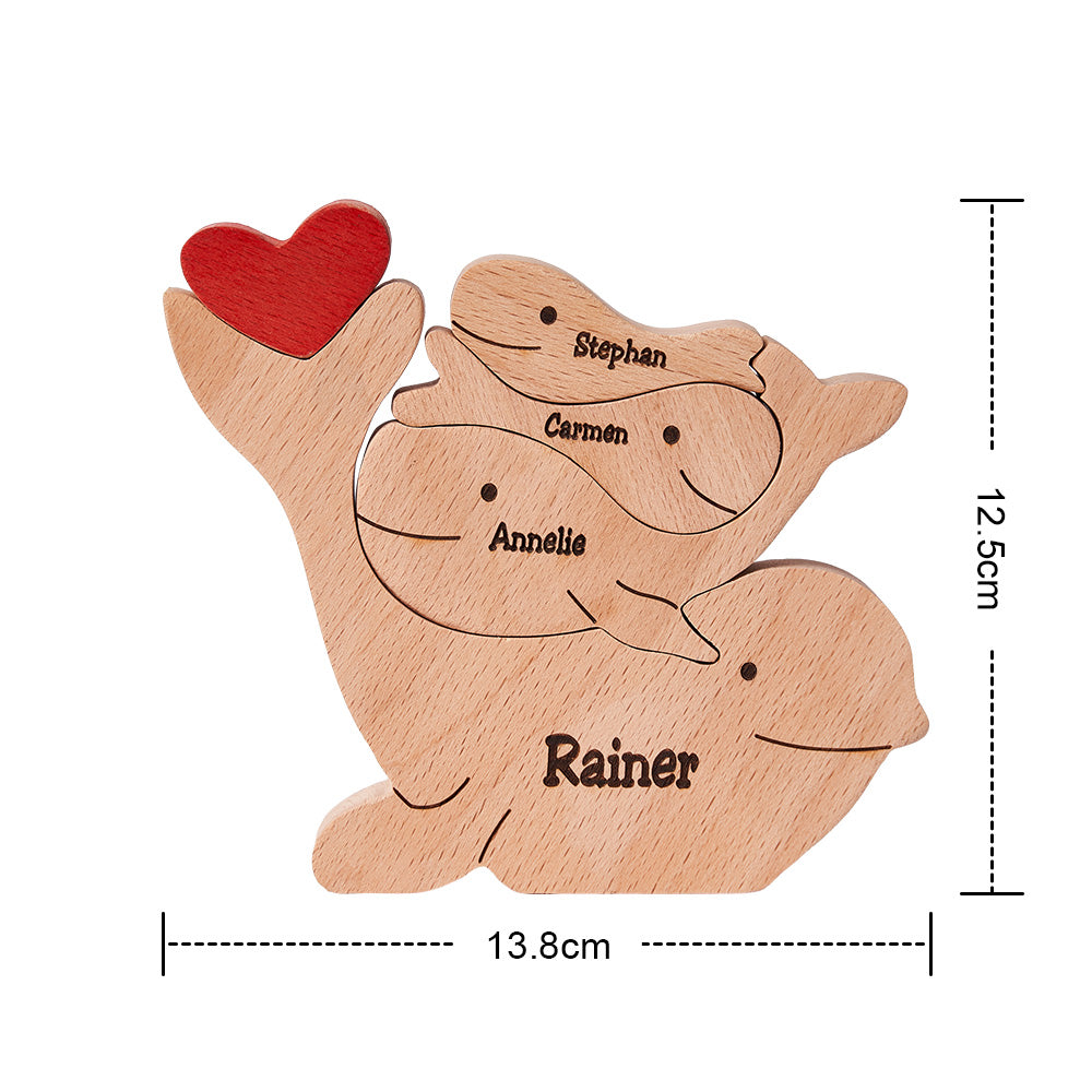 Custom Names Wooden Dolphins Family Puzzle Home Decor Mother's Day Gifts