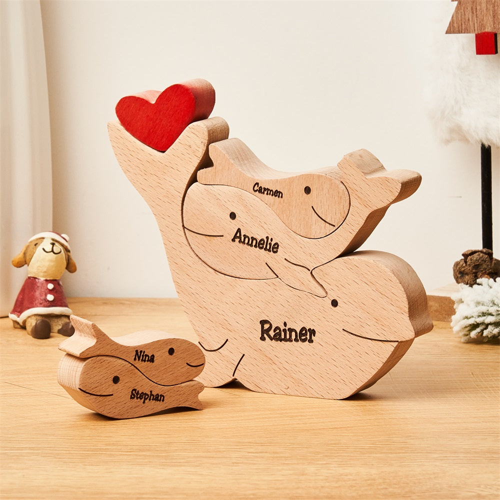 Custom Names Wooden Dolphins Family Puzzle Home Decor Mother's Day Gifts