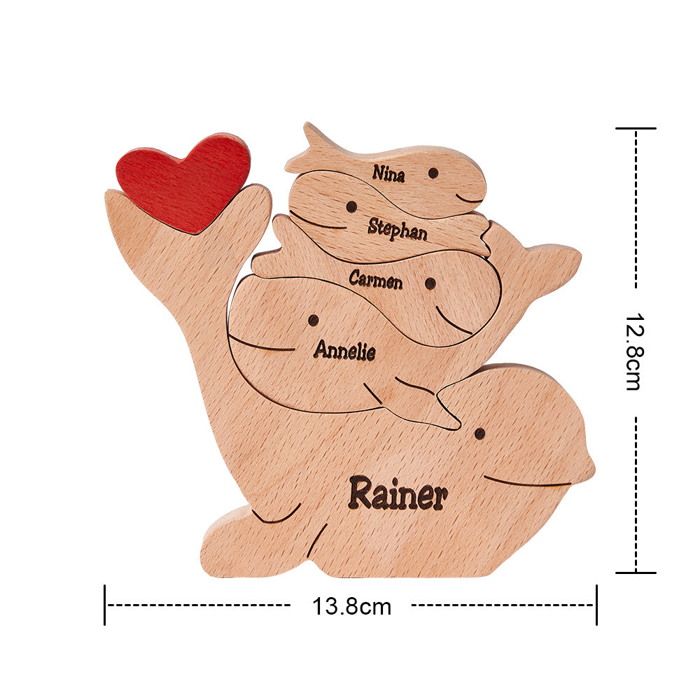 Custom Names Wooden Dolphins Family Puzzle Home Decor Mother's Day Gifts