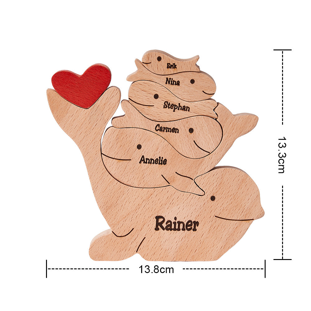 Custom Names Wooden Dolphins Family Puzzle Home Decor Mother's Day Gifts