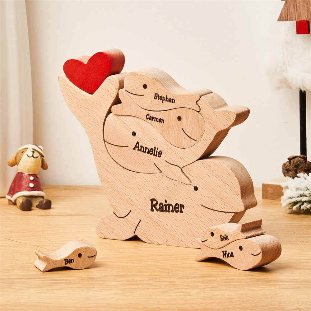 Custom Names Wooden Dolphins Family Puzzle Home Decor Mother's Day Gifts