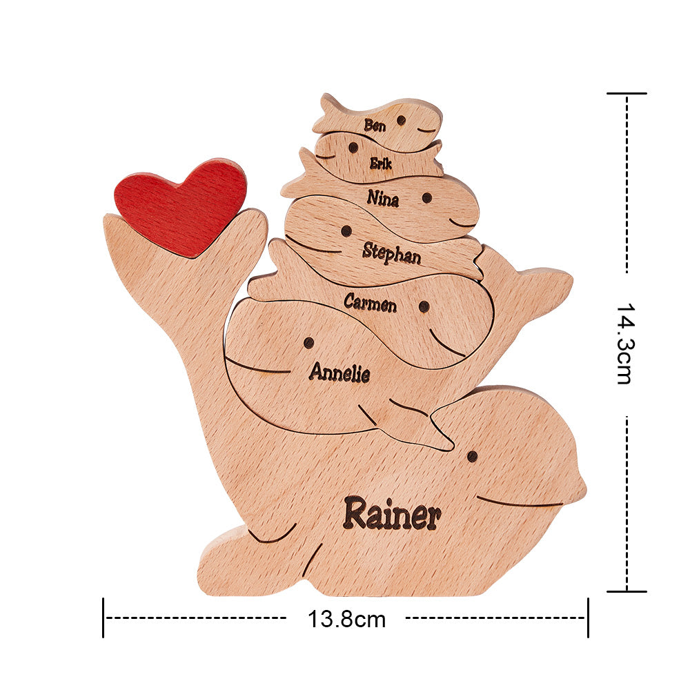 Custom Names Wooden Dolphins Family Puzzle Home Decor Mother's Day Gifts