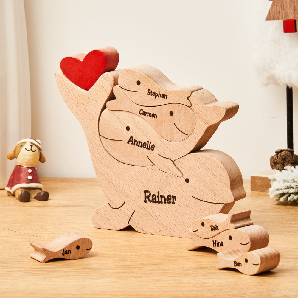 Custom Names Wooden Dolphins Family Puzzle Home Decor Mother's Day Gifts