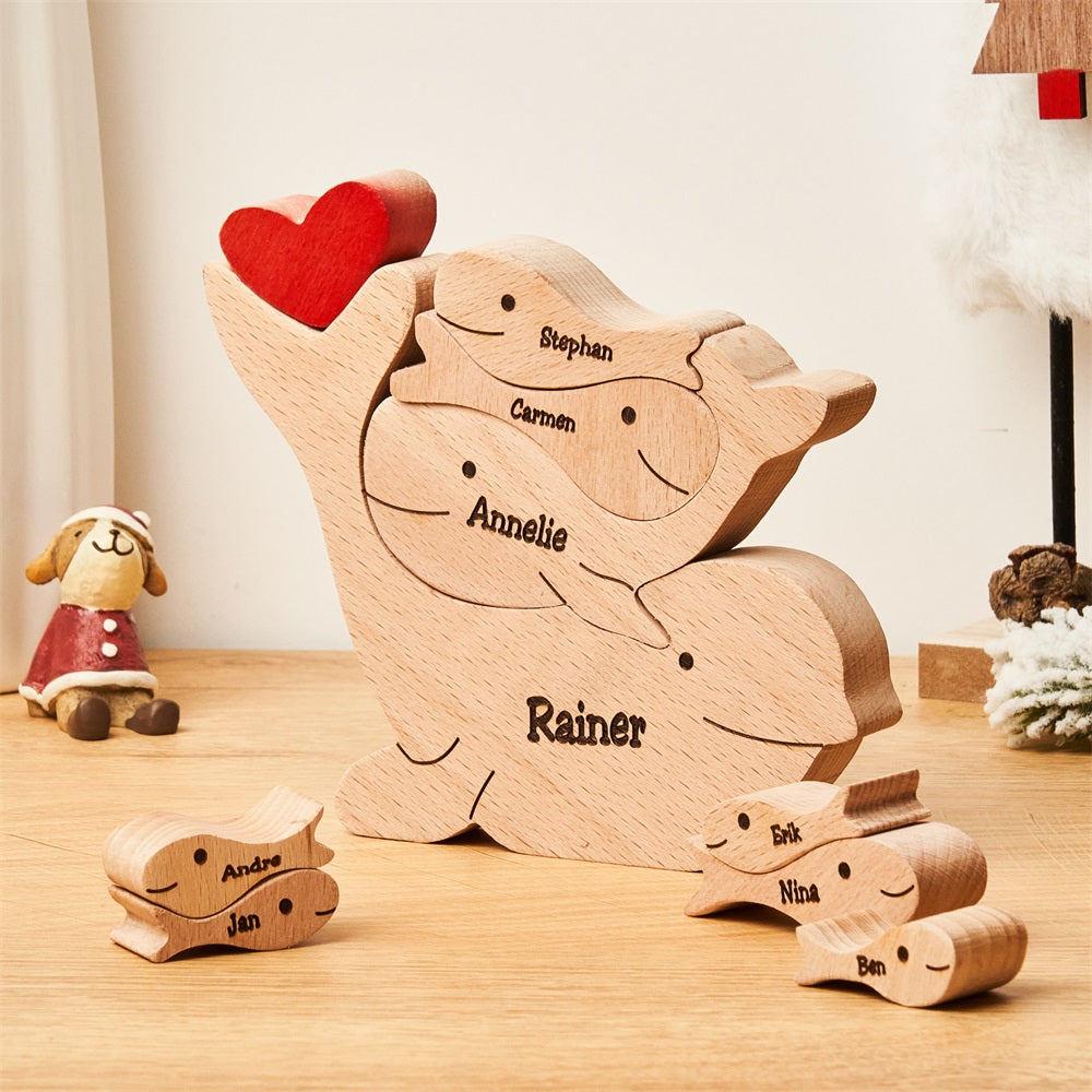Custom Names Wooden Dolphins Family Puzzle Home Decor Mother's Day Gifts