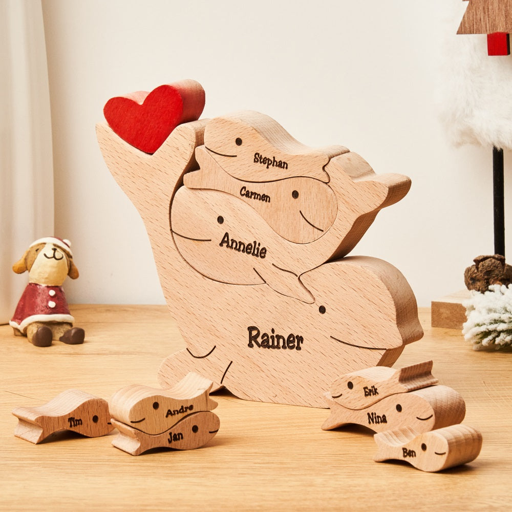 Custom Names Wooden Dolphins Family Puzzle Home Decor Mother's Day Gifts