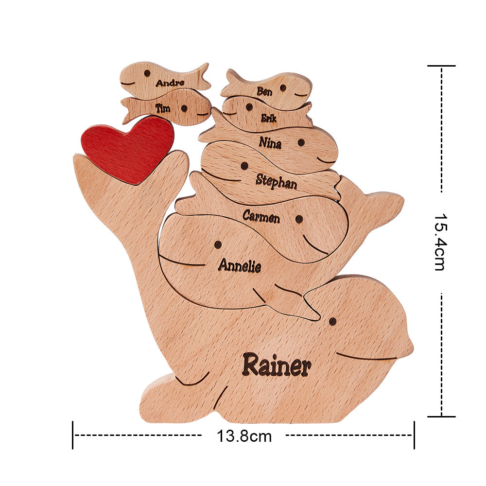 Custom Names Wooden Dolphins Family Puzzle Home Decor Mother's Day Gifts