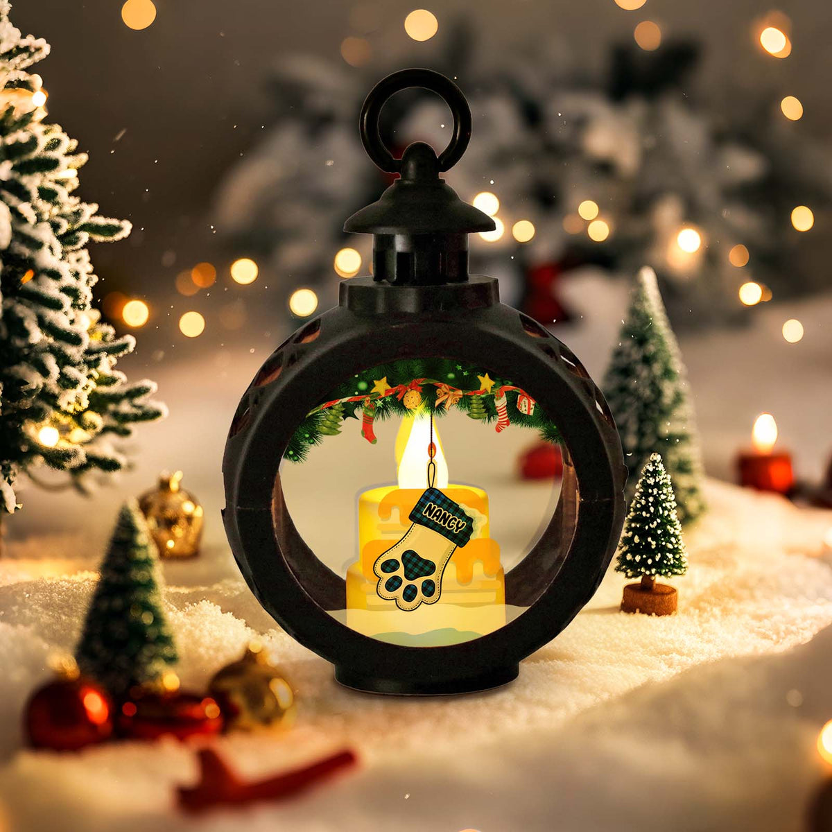 Lovely Stockings Hanging - Personalized Custom Christmas Lantern