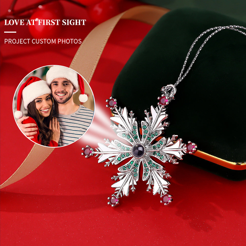 Personalized Photo Projection Ornaments Snowflake Christmas Gifts