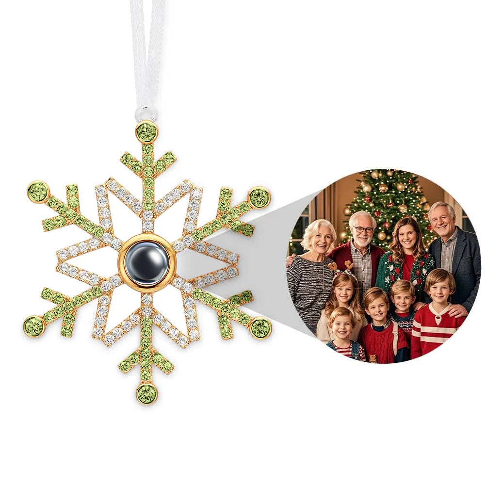 Personalized Green Snowflake Photo Ornament Custom Christmas Tree Decoration Projection Ornaments Christmas Gifts for Him