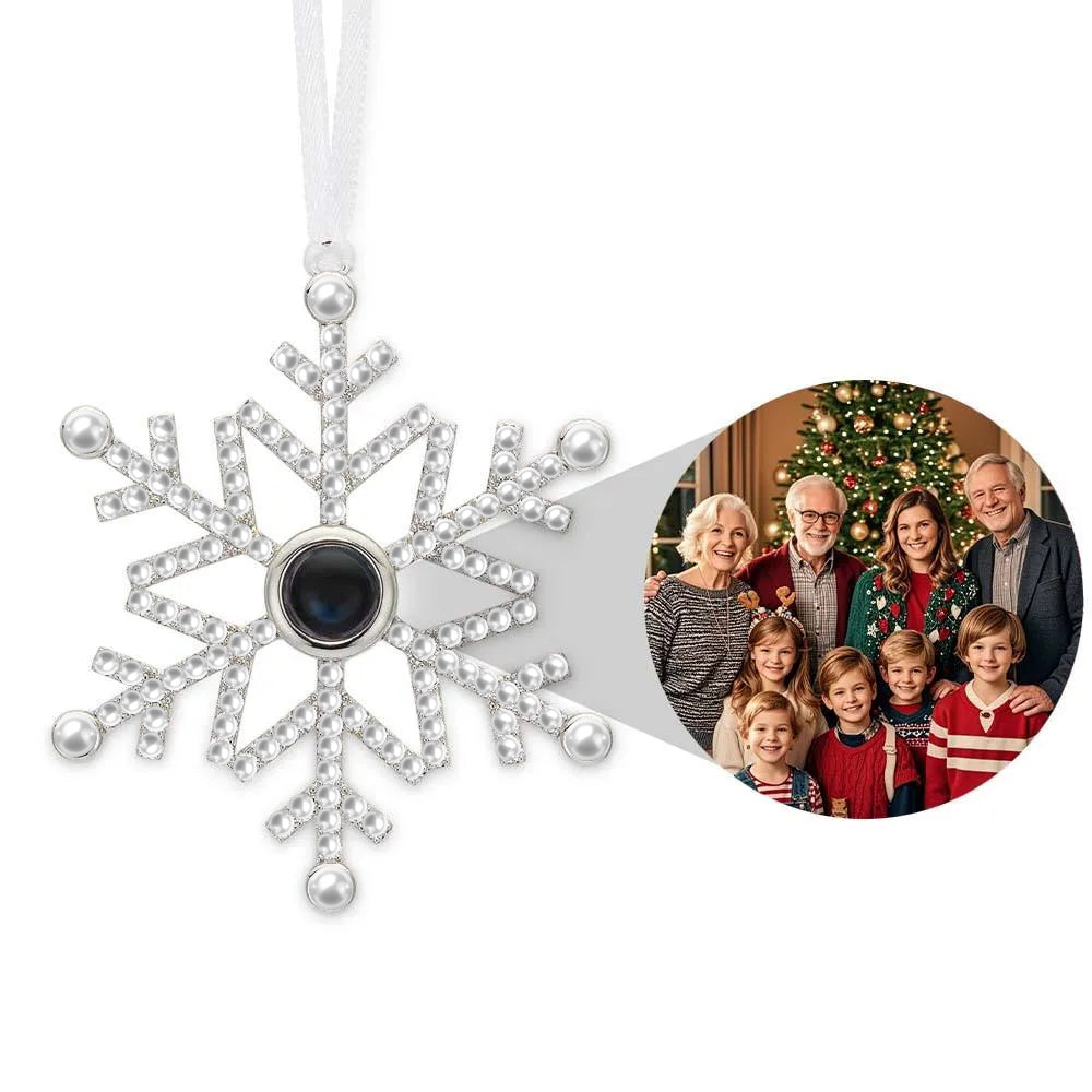Personalized Photo Ornament Custom Projection Ornaments Hanging Christmas Bell Christmas Ornaments with Picture Inside Memorial Gifts